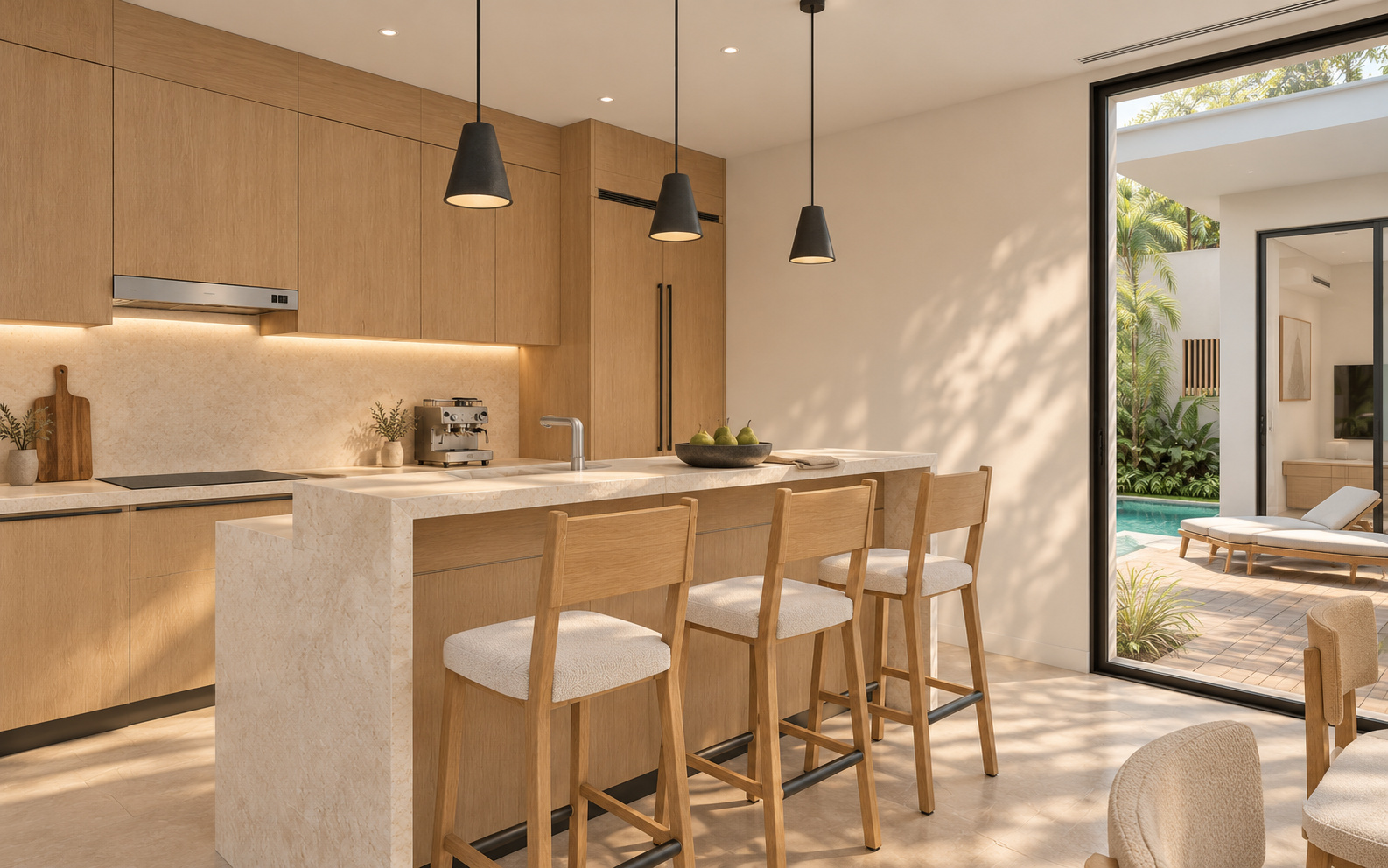 The Courtyard Retreat — kitchen and courtyard